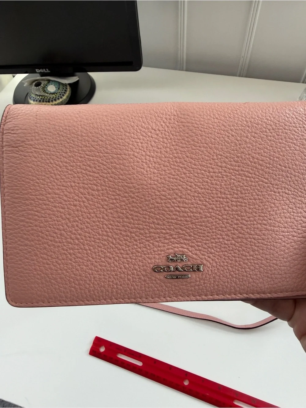 Coach Dusty Pink Pebbled Leather Crossbody Bag